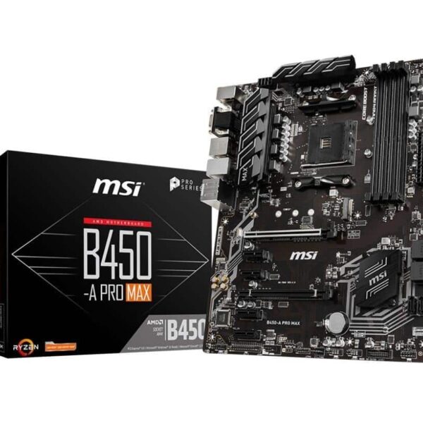 MB AM4 B450-A PRO MAX MSI motherboard with support for 4xDDR4 4133+ - high-speed computing hardware.