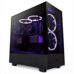 gaming case nzxt h5 elite with built-in rgb lighting and tempered glass panels