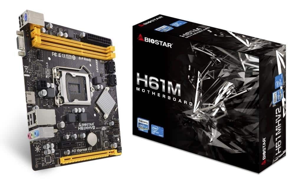MB 1155 H61MHV2 BIOSTAR motherboard featuring support for dual DDR3 1600MHz - high-performance computing hardware.
