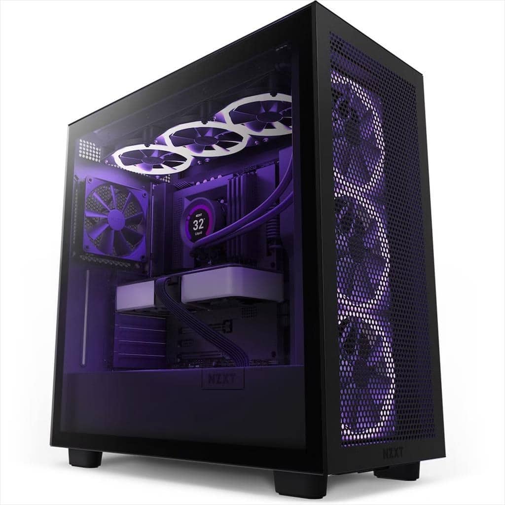 gaming case nzxt h7 flow with rgb lighting black