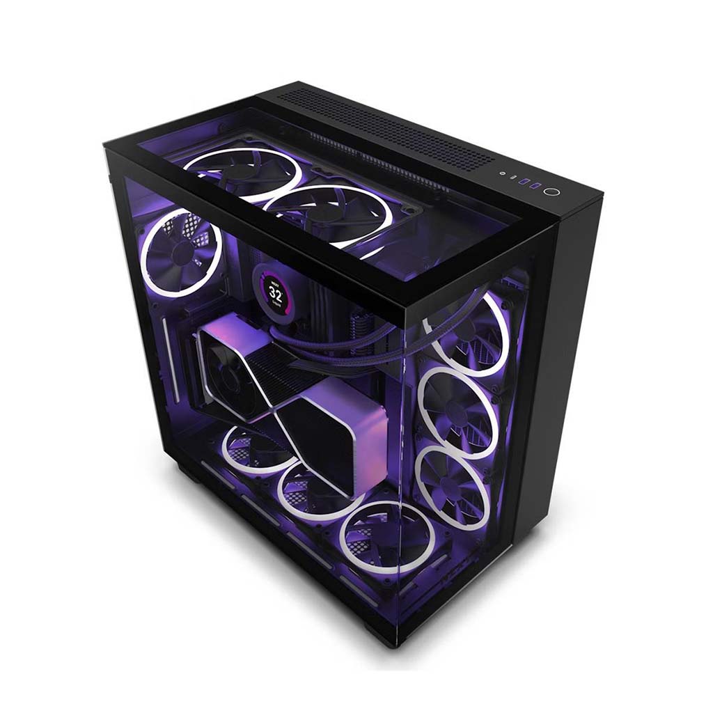 gaming kukiste nzxt h9 elite rgb kuleri crno