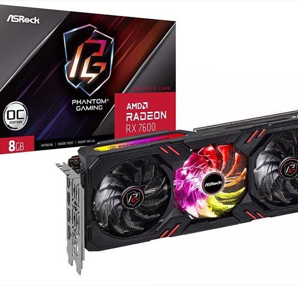 gaming graphic card asrock rx7600 with smart fan speed control and instant performance