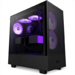gaming computer case nzxt h5 flow rgb features two pre installed f140 rgb core fans and two f120q quiet airflow fans which stays cooler than cool black