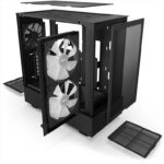 gaming computer case nzxt h5 flow rgb features two pre installed f140 rgb core fans and two f120q quiet airflow fans which stays cooler than cool
