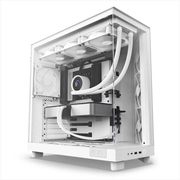 gaming computer case with pre installed 120mm fans for superb cooling top and side panels for airflow white