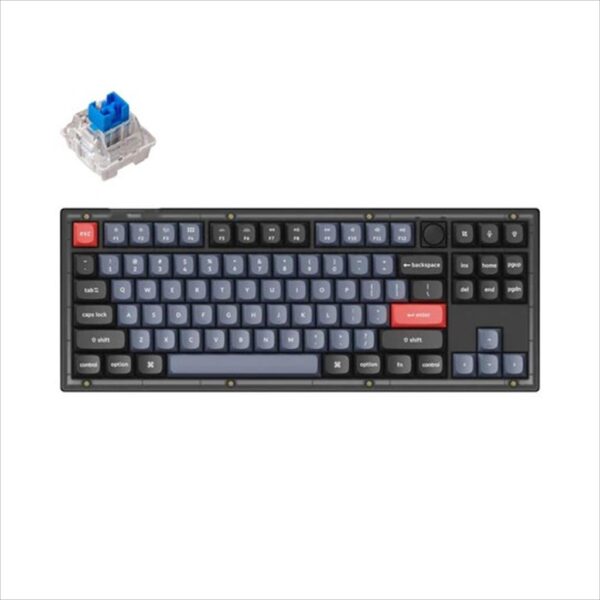 mehanicka tastatura gaming keychron v3 blue switch, frosted black