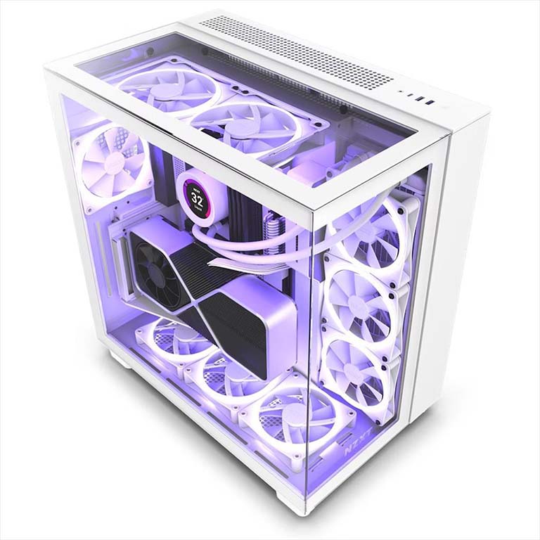 gaming case nzxt h9 elite atx mid-tower with rgb duo fans