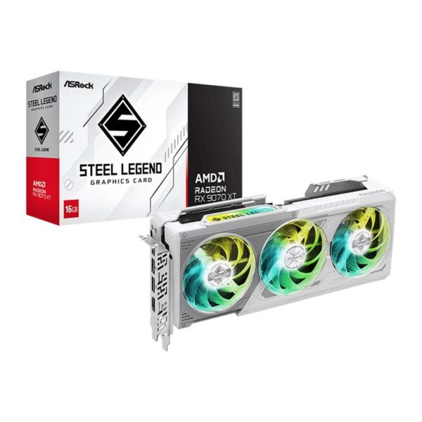 gaming graficka karta asrock radeon rx 9070 xt steel legend 16gb bela