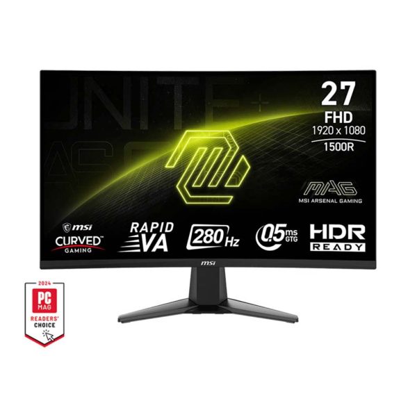 gaming monitor 27 inch msi mag 276cxf zaoblen 1500r rapid va 280hz