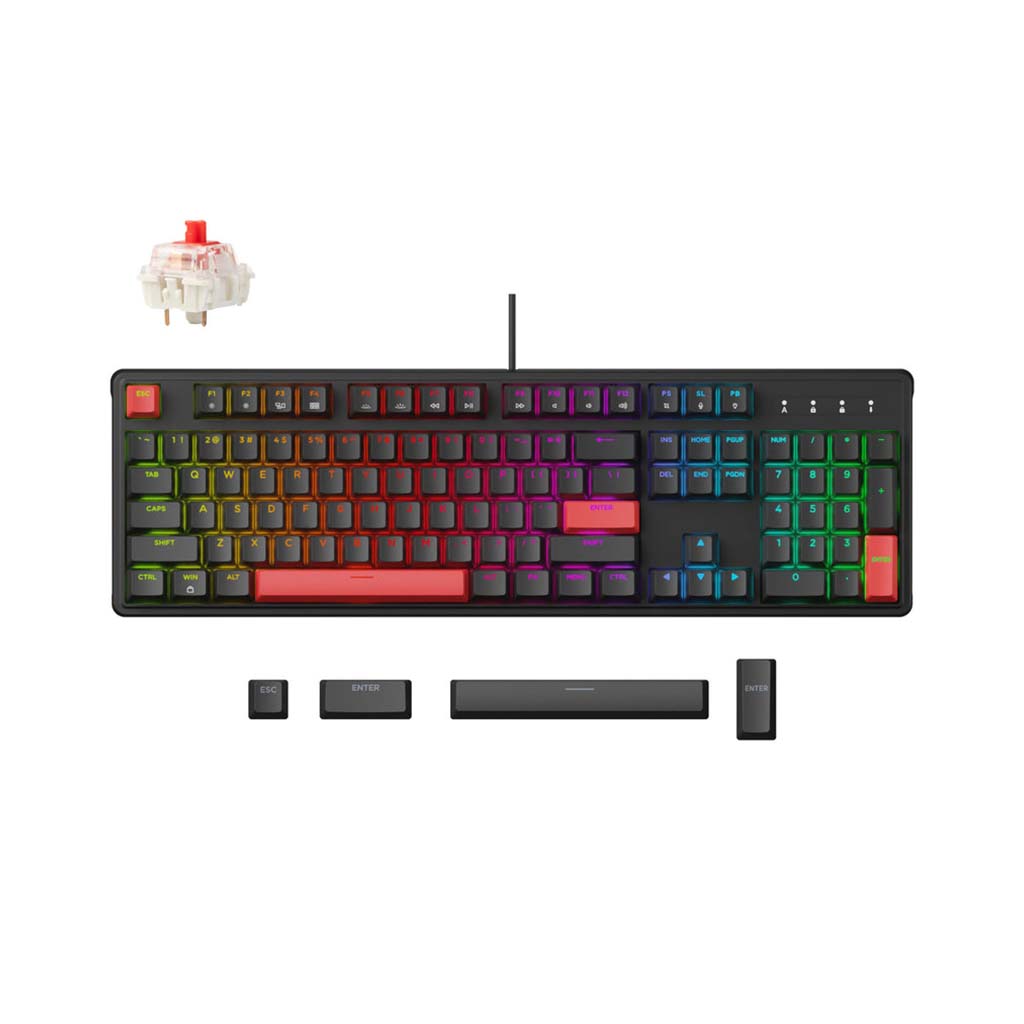gaming tastatura keychron lemokey x3 full size rgb red switch crna