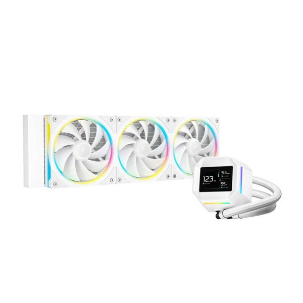 vodeno ladenje deepcool lm360 argb so displey belo