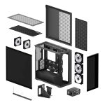 Case ARCTIC E-ATX Mid-Tower XTENDER VG MIROR BLACK (Vertical GPU Mounting) tempered glass,2x120mm P12 Pro ARGB, 3x140mm P14 Pro Reverse ARGB, 2x USB-A 3.2 , USB-C 3.2,3.5 mm Jack, ACPCC00019A - Image 3