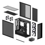 Case ARCTIC E-ATX Mid-Tower XTENDER BLACK with tempered glass,2x120mm P12 Pro ARGB, 3x140mm P14 Pro Reverse ARGB, 2x USB-A 3.2 , USB-C 3.2,3.5 mm Jack, ACPCC00015A - Image 2